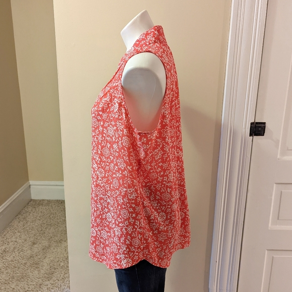 Adrianna Papell pink with white print flowy tank top size Large - Picture 2 of 8